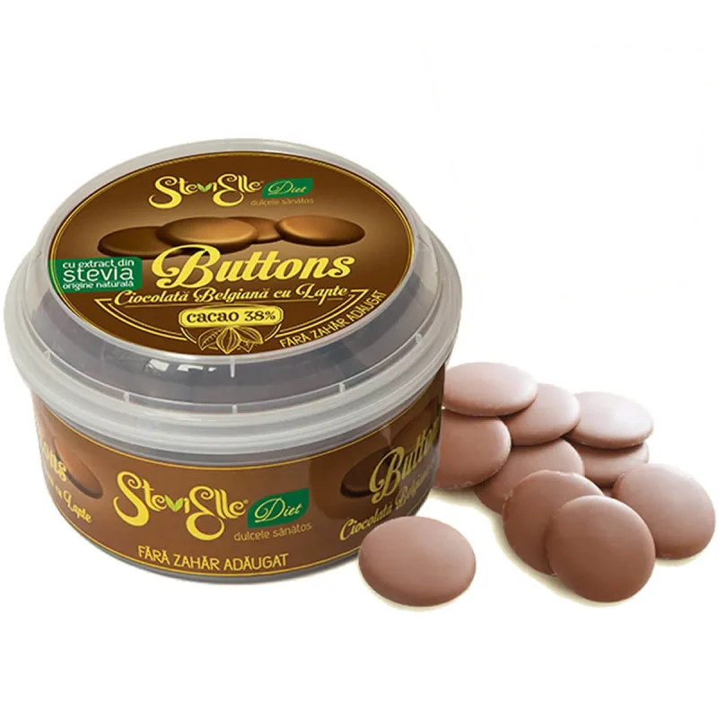 Bănuți Stevia de ciocolată belgiană cu lapte SteviElle, 300 g, Hermes Natural — preț și oferte