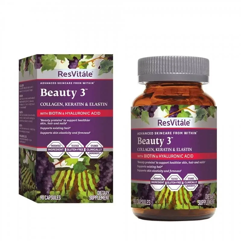 Beauty 3 - Colagen, Keratina si Elastina (464798), 90 capsule, ResVitale — preț și oferte