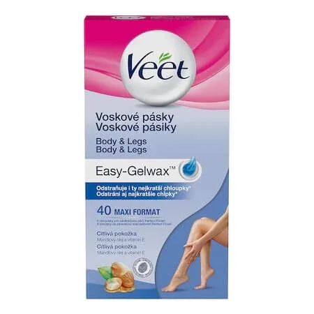 Benzi depilatoare cu ceara Easy-Gel, 40 bucati, Veet — preț și oferte