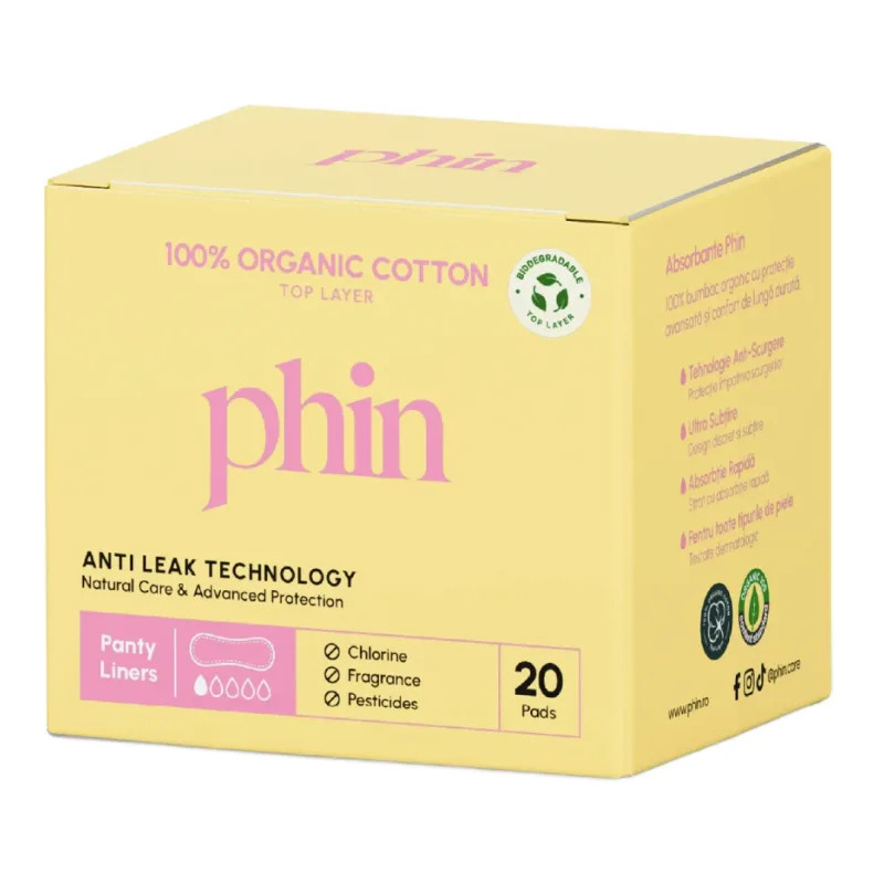 Absorbante zilnice din Bumbac Organic,  20 bucati, Phin — preț și oferte