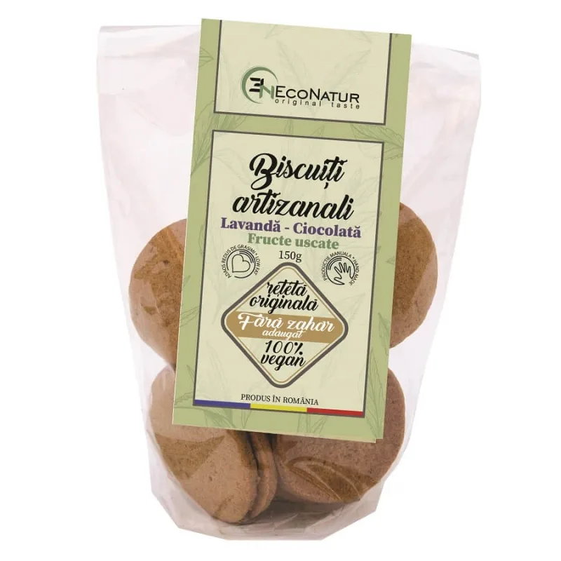 Biscuiti artizanali cu lavanda si ciocolata, 150 g, Econatur — preț și oferte