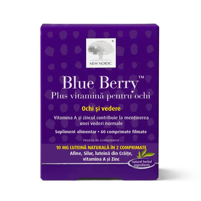 Blue Berry plus vitamină pentru ochi, 60 comprimate filmate, New Nordic — preț și oferte