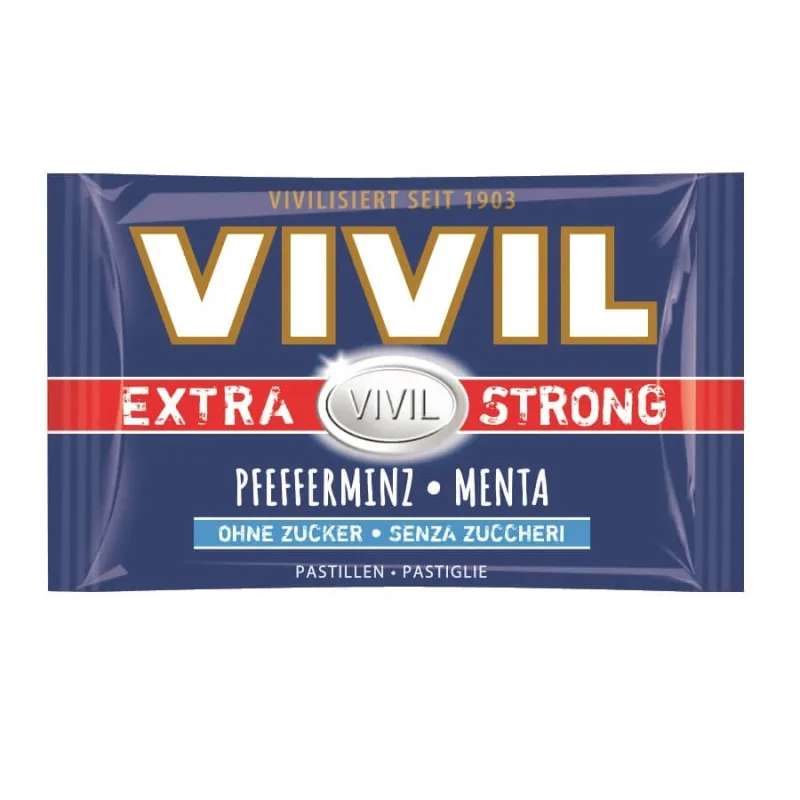 Bomboane cu menta naturală fără zahăr Extra Strong, 25 g, Vivil — preț și oferte