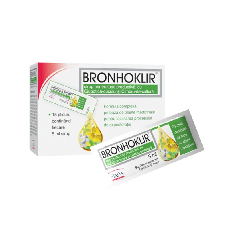 Bronhoklir pentru tuse productivă, 15 plicuri x 5 ml Stada — preț și oferte