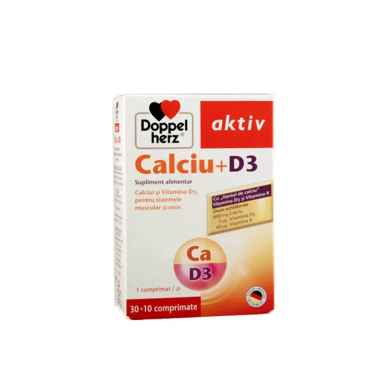 Calciu + D3 pentru oase și mușchi, 30 comprimate, Doppelherz — preț și oferte