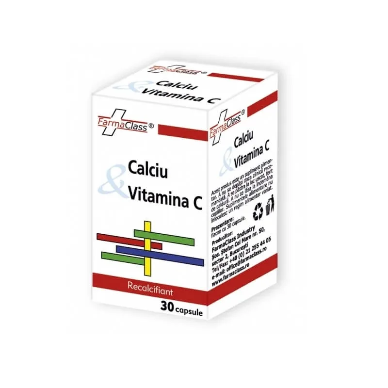 Calciu cu Vitamina C, 30 capsule, FarmaClass — preț și oferte