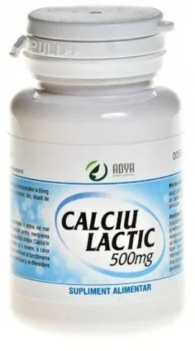 Calciu lactic 500 mg, 100 comprimate, Adya Adya GreenPharma — preț și oferte