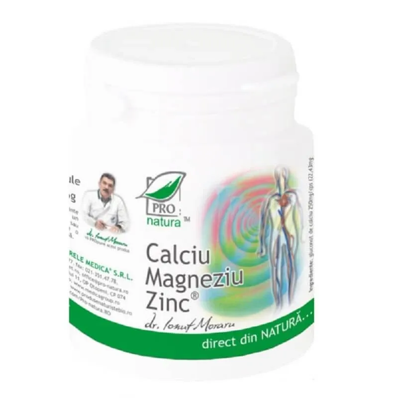 Calciu, Magneziu, Zinc, 60 capsule, Pro Natura — preț și oferte