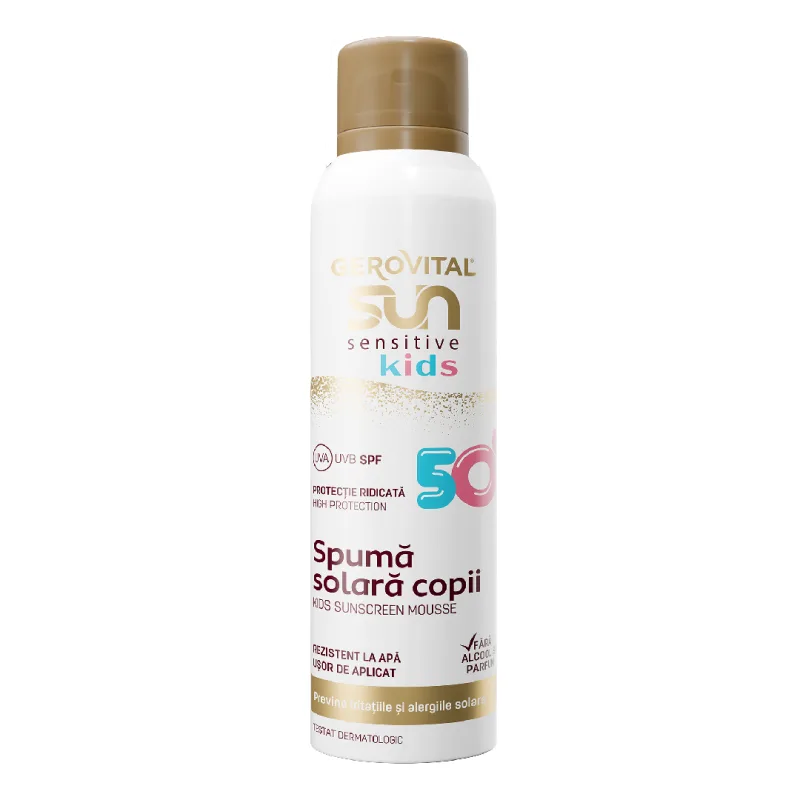 Spuma protectie solara copii SPF50 Sun Sensitive Kids, 150 ml, Gerovital FARMEC — preț și oferte