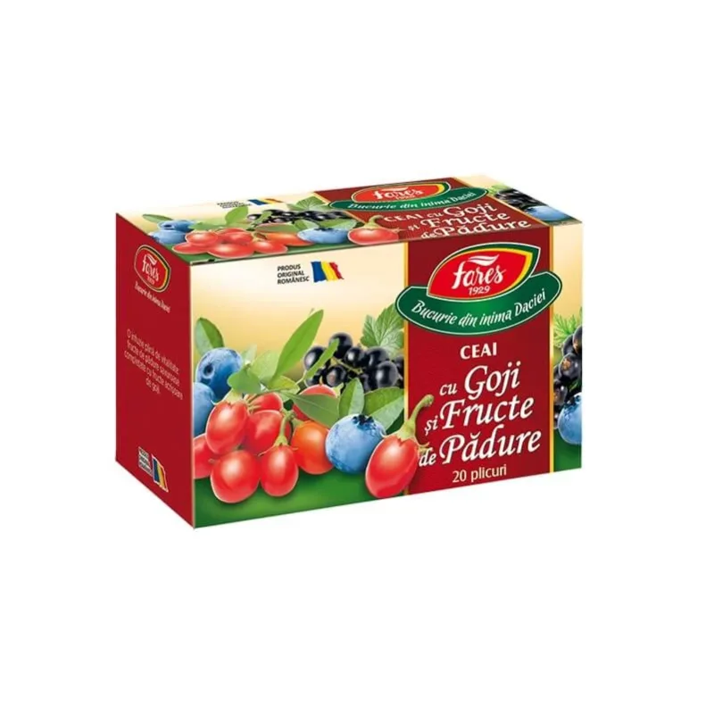 Ceai cu goji și fructe de pădure Aromfruct, 20 plicuri, Fares — preț și oferte