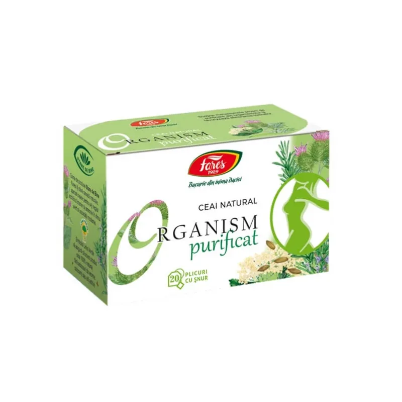 Ceai detoxifiant Organism Purificat , 20 plicuri, Fares — preț și oferte
