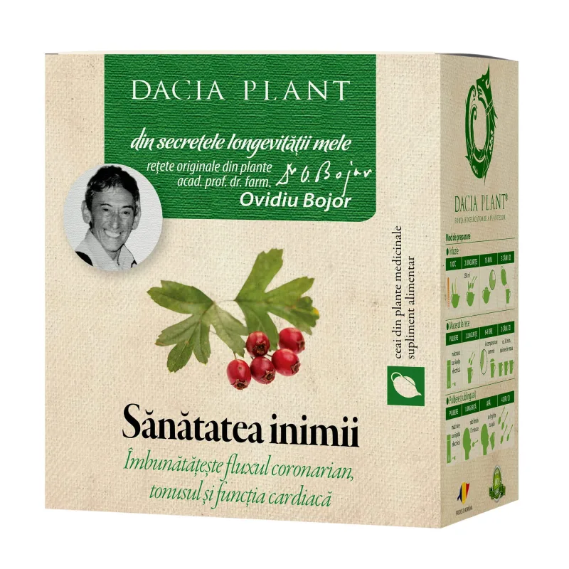 Ceai din plante medicinale Sănătatea inimii, 50 g, Dacia Plant — preț și oferte
