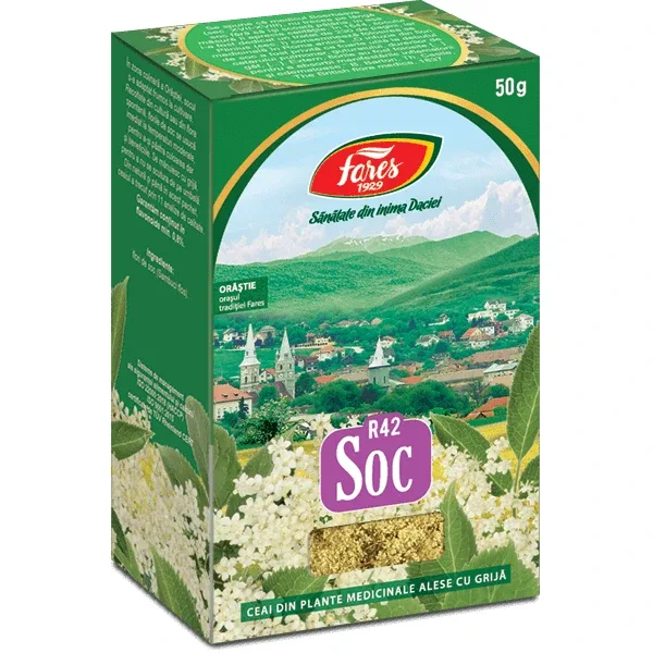 Ceai soc flori, R42, 50 g, Fares — preț și oferte