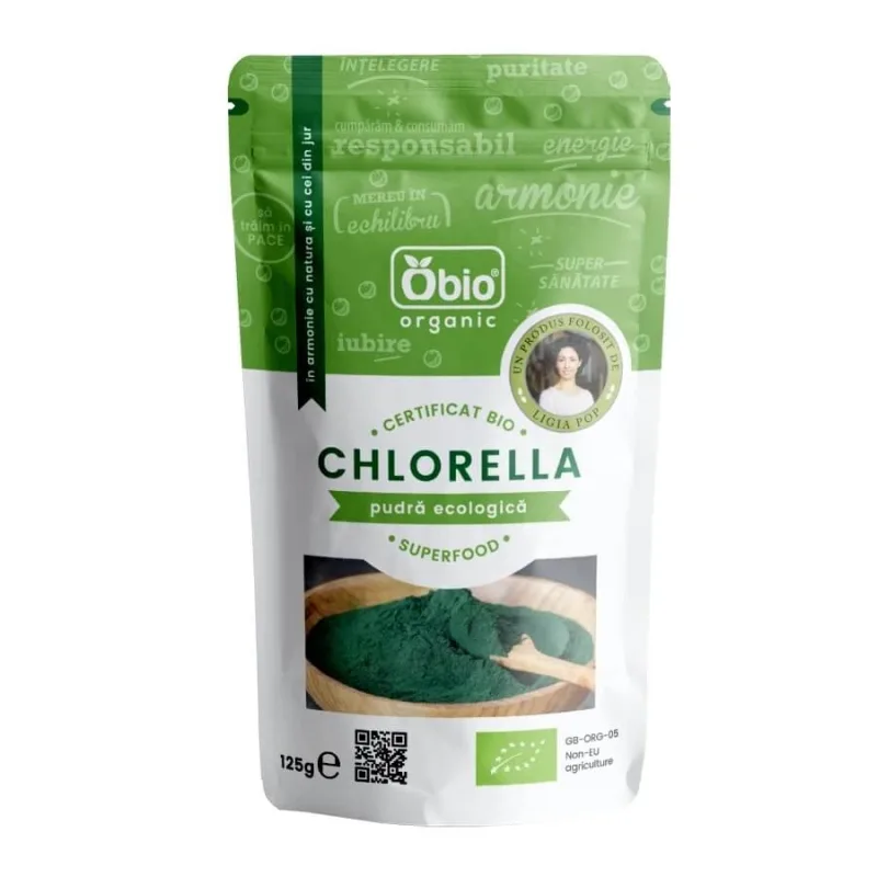 Chlorella pulbere ecologică, 125 g, Obio — preț și oferte