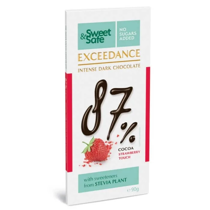 Ciocolata neagra 87% cu capsuni Sweet & Safe, 90 g, Sly Nutritia SLY NUTRICIA — preț și oferte