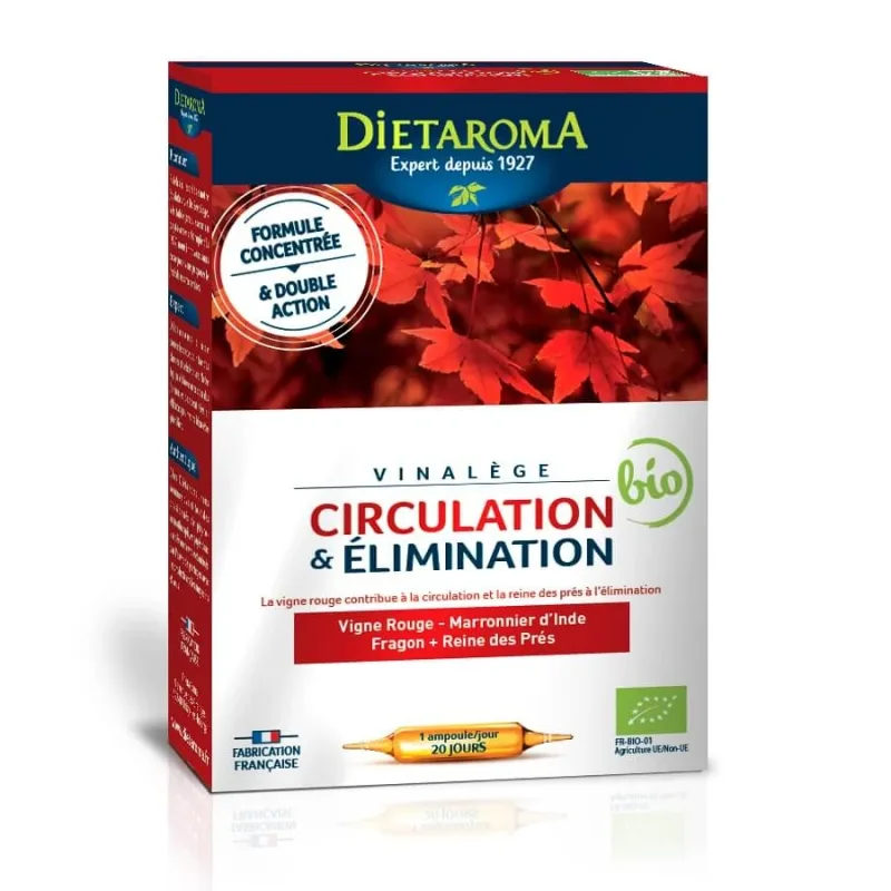 Circulatie si eliminare Vinalege Circulation, 20 fiole, Laboratoires Dietaroma — preț și oferte