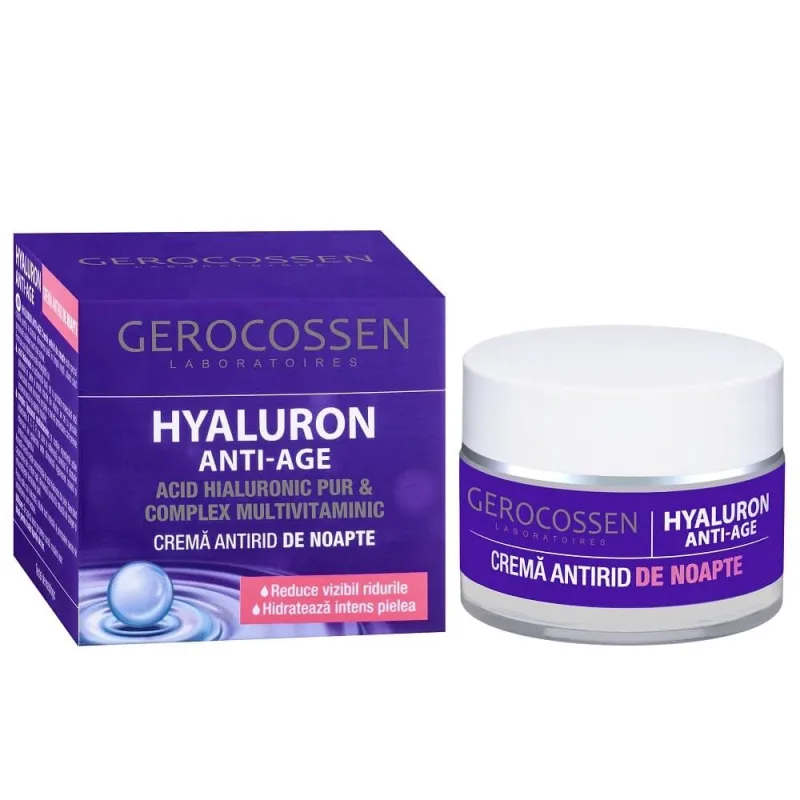 Crema antirid de noapte Hyaluron cu acid hialuronic pur, 50 ml, Gerocossen — preț și oferte