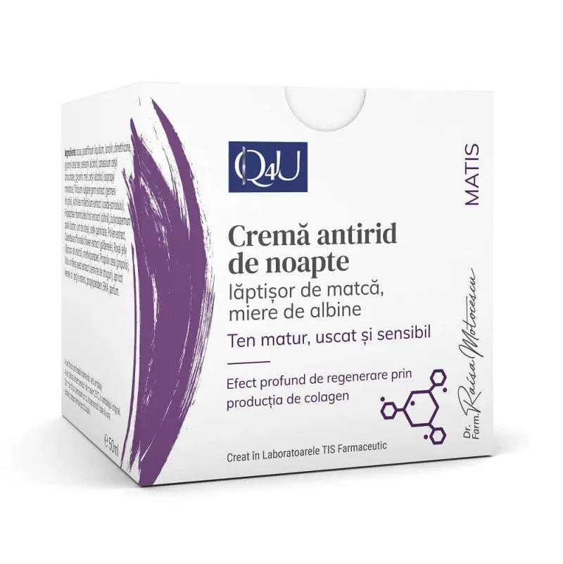 Crema antirid de noapte, laptisor de matca si miere Matis Q4U, 50 ml, Tis Farmaceutic — preț și oferte