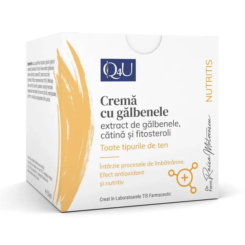 Cremă cu galbenele pentru tenuri sensibile Nutritis Q4U, 50 ml, Tis Farmaceutic — preț și oferte