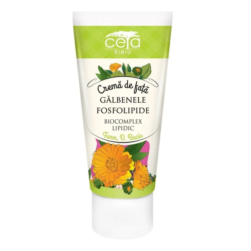 Cremă de față cu extract de gălbenele și fosfolipide, 50 ml, Ceta Sibiu — preț și oferte