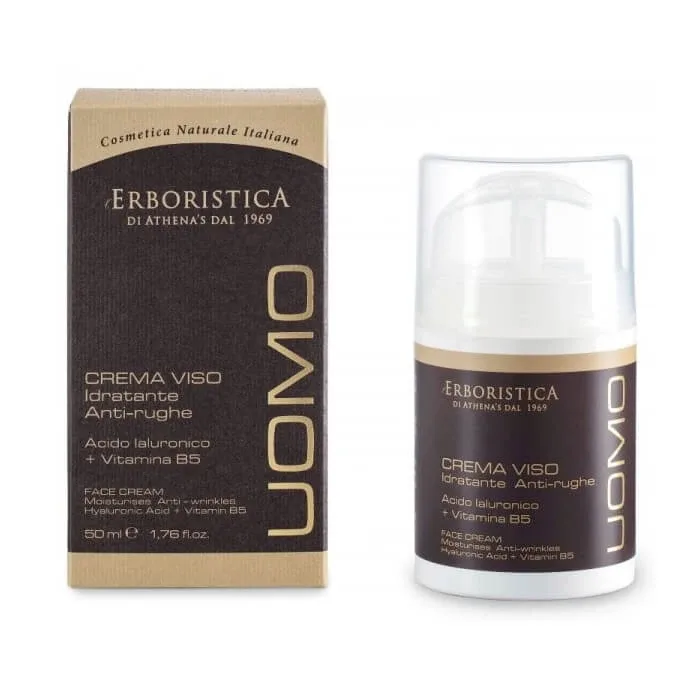 Crema de fata hidratanta si anti-rid cu acid hialuronic si vitamina B5 Uomo, 50 ml, L'Erboristica — preț și oferte