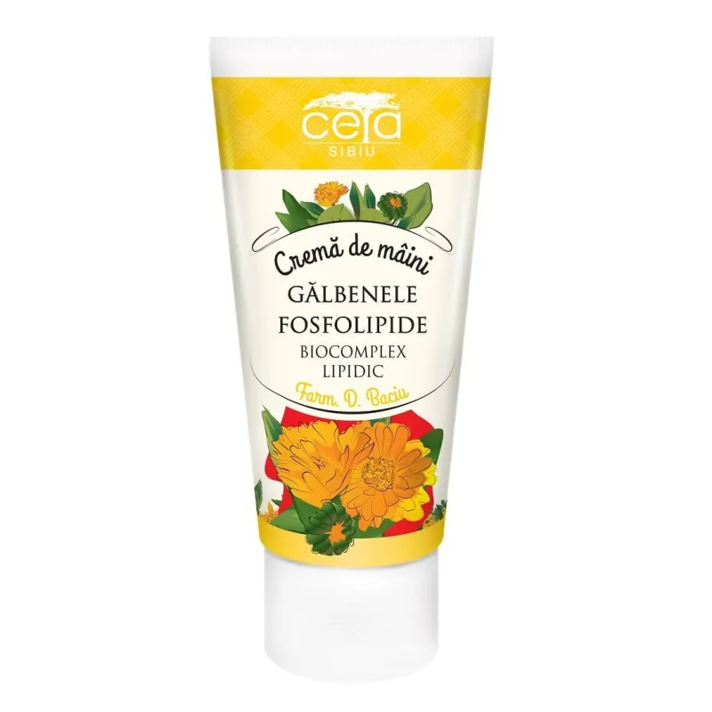 Cremă de mâini cu extract de gălbenele și fosfolipide, 50 ml, Ceta Sibiu — preț și oferte