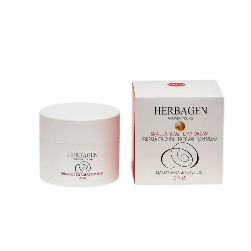 Crema de zi cu extract de melc SPF 15, 50 g, Herbagen — preț și oferte