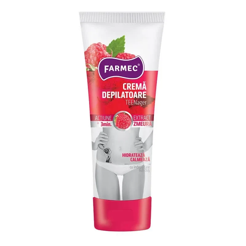 Crema depilatoare pentru piele sensibila cu extract de zmeura, 150 ml, Farmec — preț și oferte