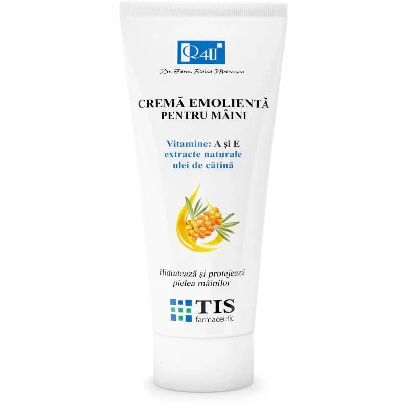 Crema emolienta pentru maini cu Vitamina A si E Q4U, 100 ml, Tis Farmaceutic — preț și oferte