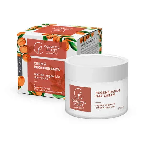 Crema regeneranta de zi cu ulei de argan bio si extract bio de aloe vera, 50 ml, Cosmetic Plant — preț și oferte