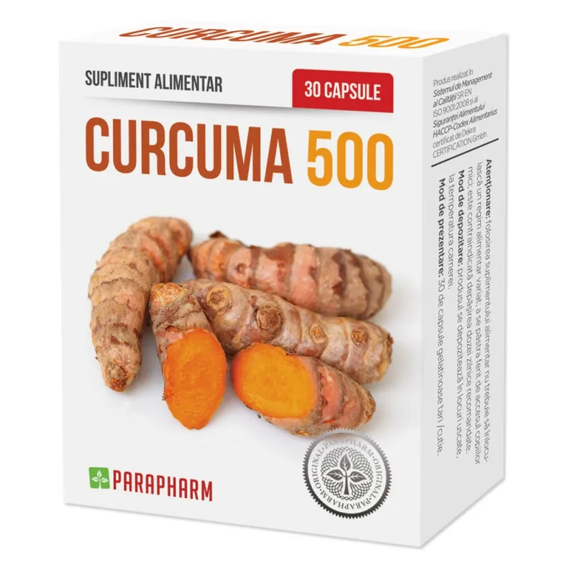 Curcuma 500, 30 + 30 capsule, Parapharm (1+1) — preț și oferte
