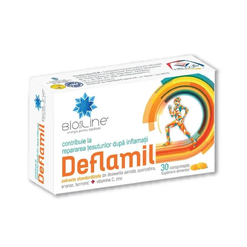 Deflamil antiinflamator cu boswellia si turmeric BioSunLine, 30 cpmprimate, Helcor — preț și oferte