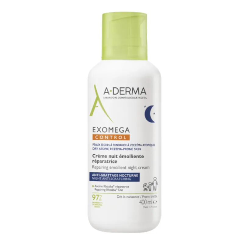 Crema de noapte reparatoare si emolienta Exomega Control, 400 ml, A-Derma — preț și oferte
