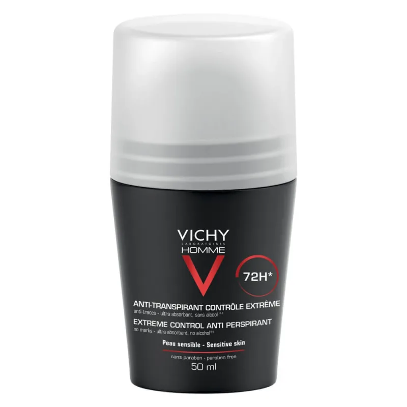 Vichy Homme Deodorant roll-on antiperspirant control extrem pentru bărbați 72h, 50 ml — preț și oferte