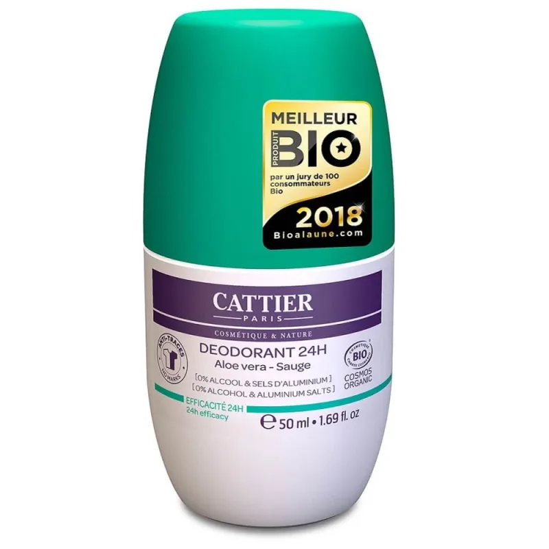 Deodorant roll-on bio 24h cu Aloe Vera, 50 ml, Cattier — preț și oferte