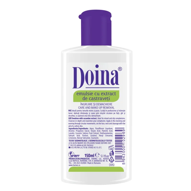 Emulsie nutritiva cu extract de castraveti Doina Formula 2, 150 ml, Farmec — preț și oferte