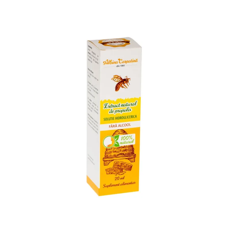 Extract natural de propolis fără alcool Albina Carpatină, 20 ml, Apicola Pastoral — preț și oferte