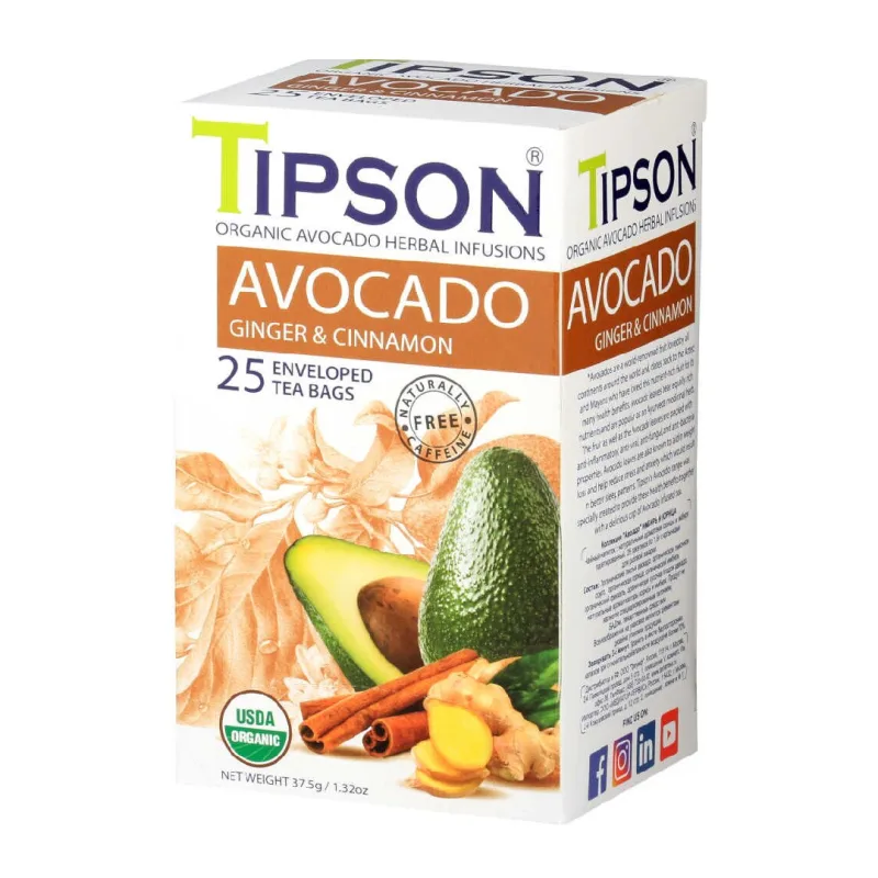 Ceai Eco avocado, ghimbir si scortisoara, 25 plicuri, Tipson BASILUR TEA — preț și oferte
