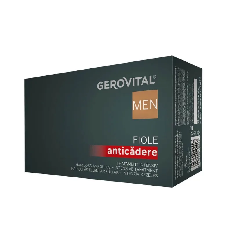 Fiole anticadere tratament intensiv Gerovital Men, 10 fiole x 10 ml, Farmec — preț și oferte