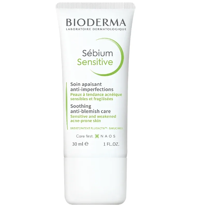 Bioderma Sebium Sensitive Fluid calmant si hidratant pentru pielea acneica, 30 ml — preț și oferte