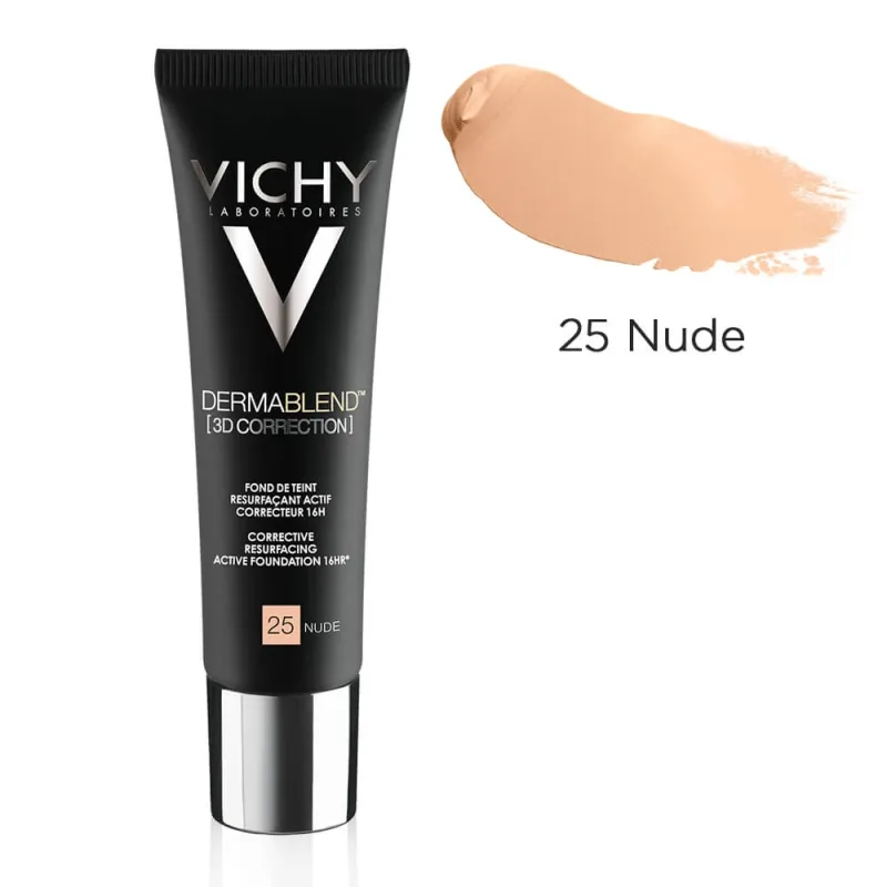 Vichy DermaBlend  Fond de ten corector cu acțiune de nivelare 16h 3D Correction, Nuanța 25 Nude, 30 ml — preț și oferte