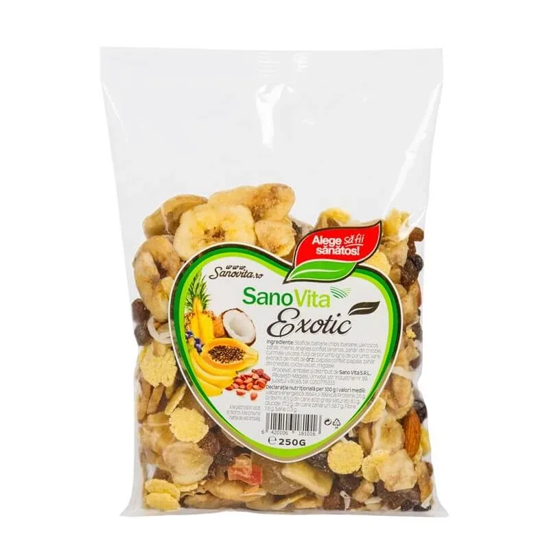 Fulgi de porumb si fructe uscate Exotic, 250 g, Sanovita — preț și oferte
