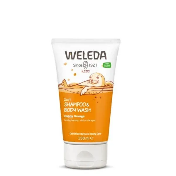 Gel de duș și șampon 2 în 1 pentru copii, portocală, 150 ml, Weleda — preț și oferte