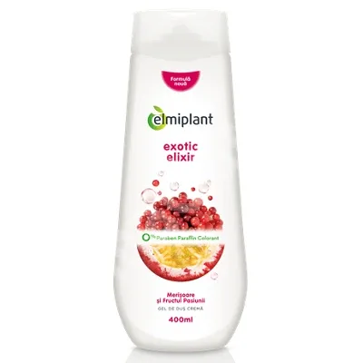 Gel de dus crema cu merisor si fructul pasiunii Exotic Elixir, 400 ml, Elmiplant — preț și oferte