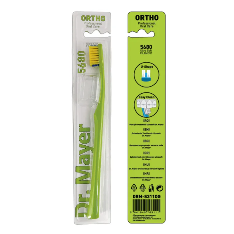 Periuta ortodontica Ultrasoft 5680, Verde, DRM-S311OG, 1 bucata, Dr. Mayer DR.MAYER — preț și oferte