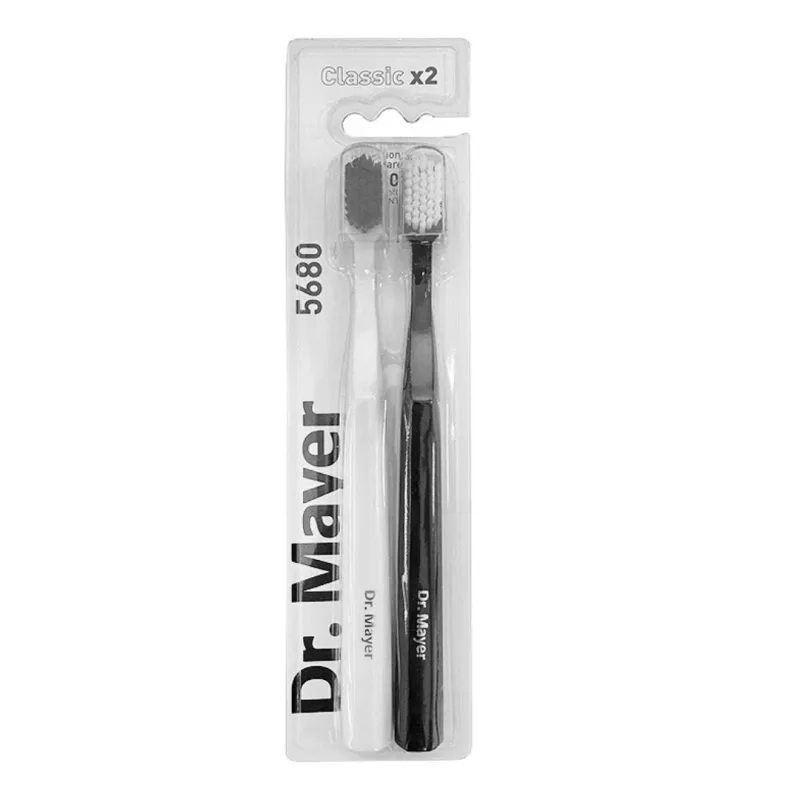 Set periuta de dinti clasica Ultrasoft 5680, Alb/Negru, 2 bucati, Dr. Mayer DR.MAYER — preț și oferte