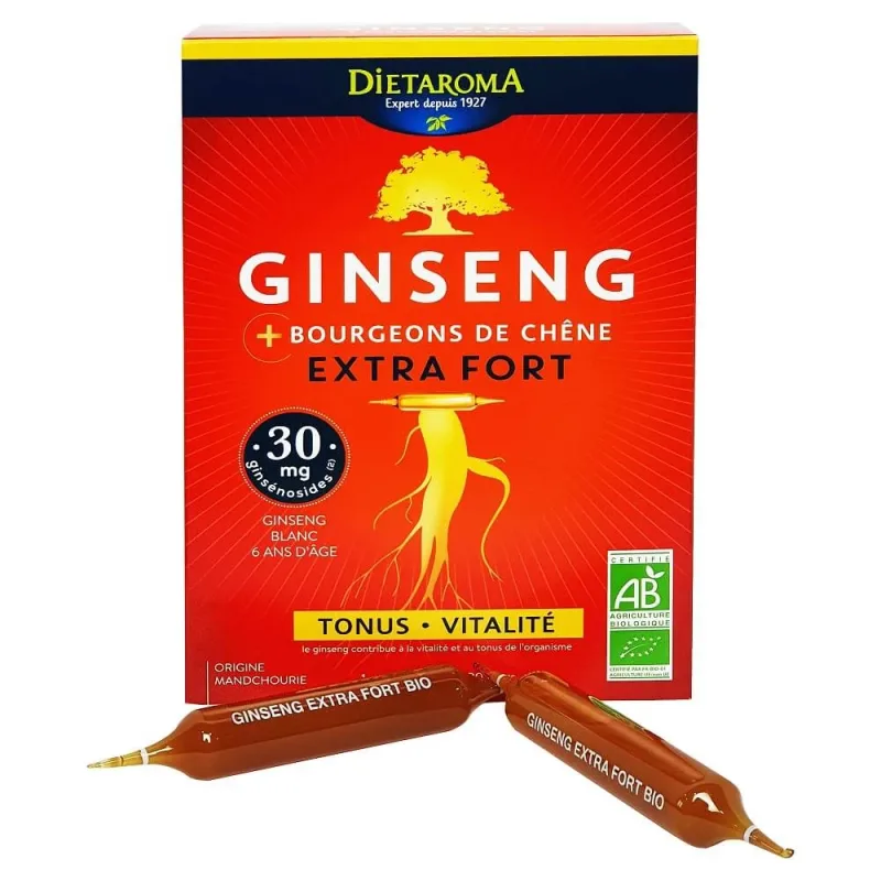 Ginseng Extract de rădăcină de Ginseng, 20 fiole, Laboratoires Dietaroma — preț și oferte