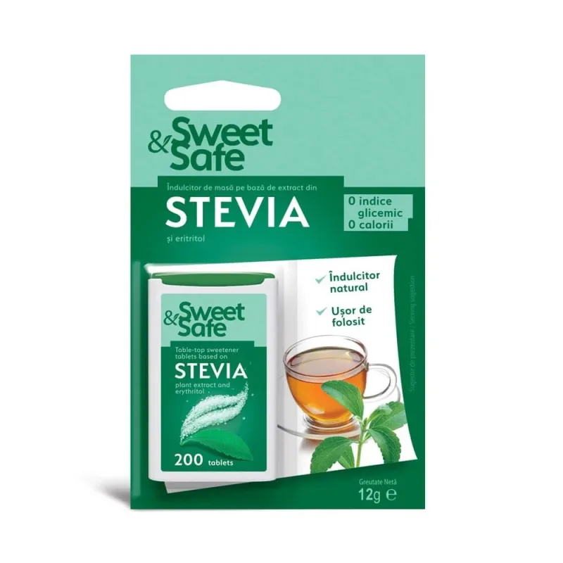 Indulcitor natural din stevia Sweet&Stevia, 200 tablete, Sly Nutritia Sweet&Safe — preț și oferte