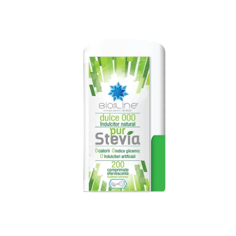 Îndulcitor natural pur Stevia Pur BioSunLine, 200 comprimate, Helcor — preț și oferte