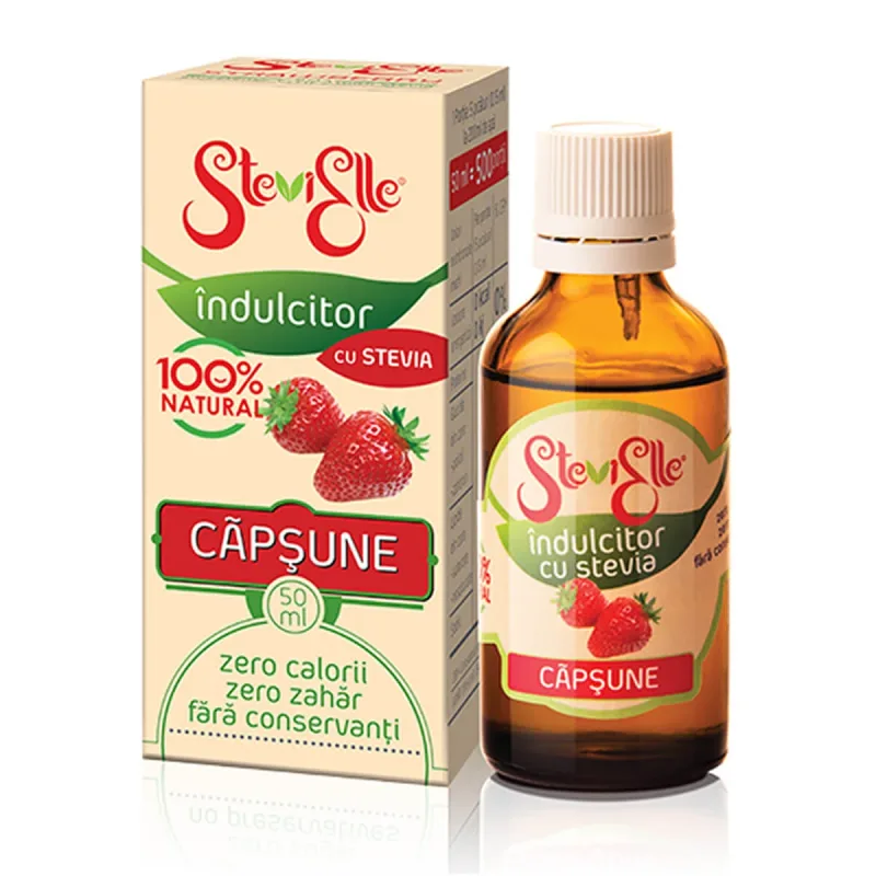 Îndulcitor Stevia cu aromă de căpșune SteviElle, 50 ml, Hermes Natural — preț și oferte